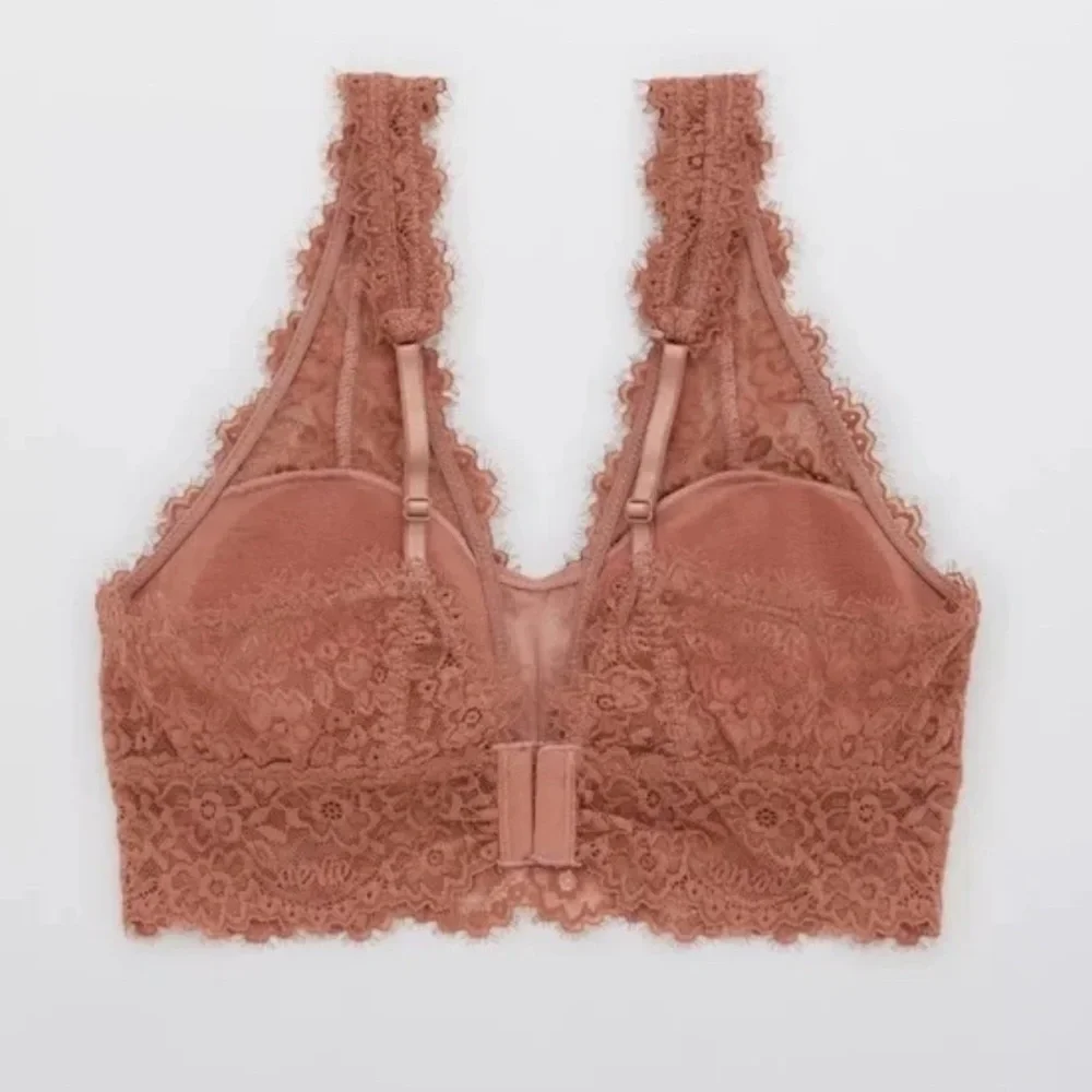 NEW Aerie Padded Lace Plunge Bralette in Mauve